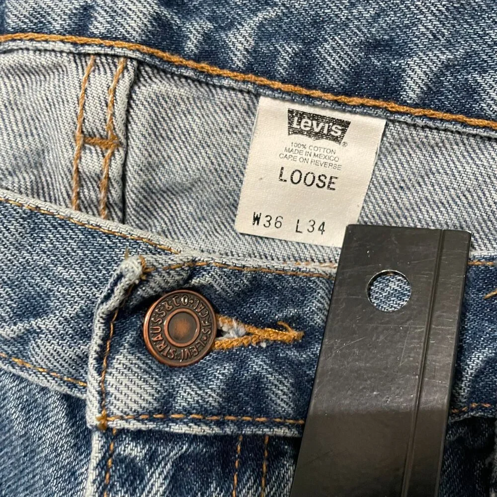 Vintage Levi's 545 Relaxed Fit Jeans Brown Tab Size 36x34 90s Stonewash Denim